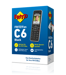 Sotel  AVM Fritz!FON C6 Black Edition Téléphone VoIP sans Fil répondeur  téléphonique, babyphone, Fonction Mains Libres, Code P